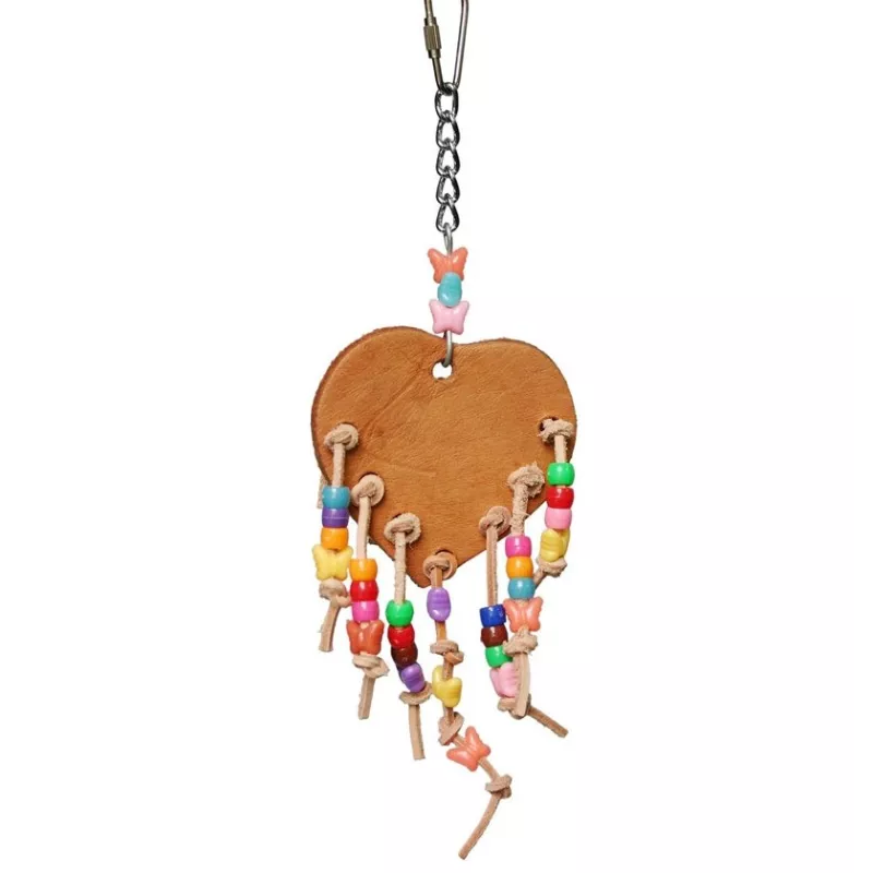 Jouet en forme de petit coeur en cuir pour perruche